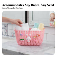 Handled Cartoon Basket Imitation Rattan Weave Household Storage adaptable