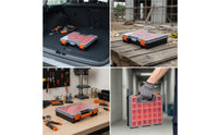 Parts Organizer with Transparent Lid | Portable, Hand-Held, Compartment Box with Handle, for Workshop