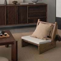 Floor Chair with Back Support Rustic Low Lounge Chair Reclined Seat for Reading Corner