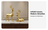 2 Pieces Luxury Design Standing and Sitting Deer Decor Exquisite Craftsmanship Standing and Sitting Deer Set Elegant Design