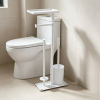 Floor Toilet Brush Stand Wooden Bathroom Tissue Holder Stand Storage Shelf