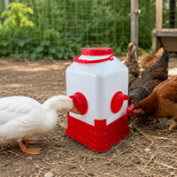 Poultry Drinker Water Dispenser, Chicken Feeders and Drinkers for Backyard Smallholding Hanging Design, White Red Blue
