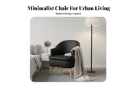 Modern Minimalist Design Upholstered Armchair with Wooden Legs Curved Backrest Lounge Chair Wide Cushioned Seat Home Seating Ergonomic Design for Apartment Dwellers, Interior Decorators, Living Room, Bedroom, Small Areas, Reading Nook