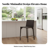 Modern Design Upholstered High Stool Minimalist Design Bar Chair Built-in Footrest Counter Seating Long-Lasting Construction for Homeowners, Interior Designers, Business Owners, Kitchen Island, Cafe, Restaurant, Dining Room