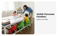 Kindergarten Training Table Double Person Long Table Steel Frame Rectangular Student Desk for Students, Preschoolers, Classroom, Daycare, Home