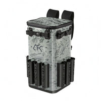 Tackle Backpack with Rod Holders EVA Hard-Shell Fishing Backpack Fishing Gear Bag Two Shoulder Straps Zippered Top