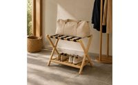 Luggage Rack with Shelf Foldable Home Storage X-Shaped Frame for Guest House