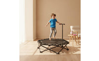 Foldable Fitness Trampoline with Handle Adjustable Folding Trampoline with Handlebar Anti-Slip Rebounder with Handle Waterproof for Apartment
