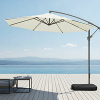 Cantilever Patio Umbrella with Water-Fillable Base Fillable Cantilever Offset Patio Umbrella Weighted for Backyard, Garden, Poolside