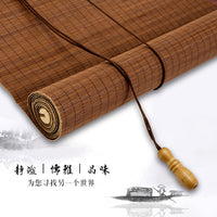 New Chinese Style Bamboo Roller Blind with Lift and Sun Shade, No Drilling