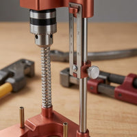 Double-RodRod Woodworking Drill Guide with Scale Drilling Positioner Coil-Driven-Loaded Electric Drill Guide Adjustable for Woodworkers, DIY Users