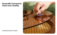 Foursegment Designblade Foursegment Design Table Rattan Woven Design Household Furniture With Storage Space Glass Top