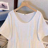 T Shirts for Women in Extended Sizes with Round Neck and Short Sleeves, Ladies Tshirts in Loose Fit, Casual Tops