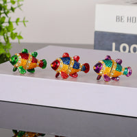 Fish Jewelry Box Enamelled Fish Trinket Box Rhinestone for Desktop