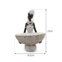 African Woman Tray Statue Light Luxury Resin Lady Figurine Multifunctional