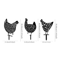 3 Pieces Perforated Chicken Cutout Stakes Outdoor Black Metal Garden Stake Weather Resistant for Lawn
