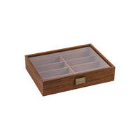 Walnut Wood Grain Eyeglass Storage Box for Sunglasses, 8-Slot Display Case