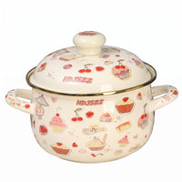 Enamel Soup Pot Decorative Print Enamel Stockpot Easy to Clean