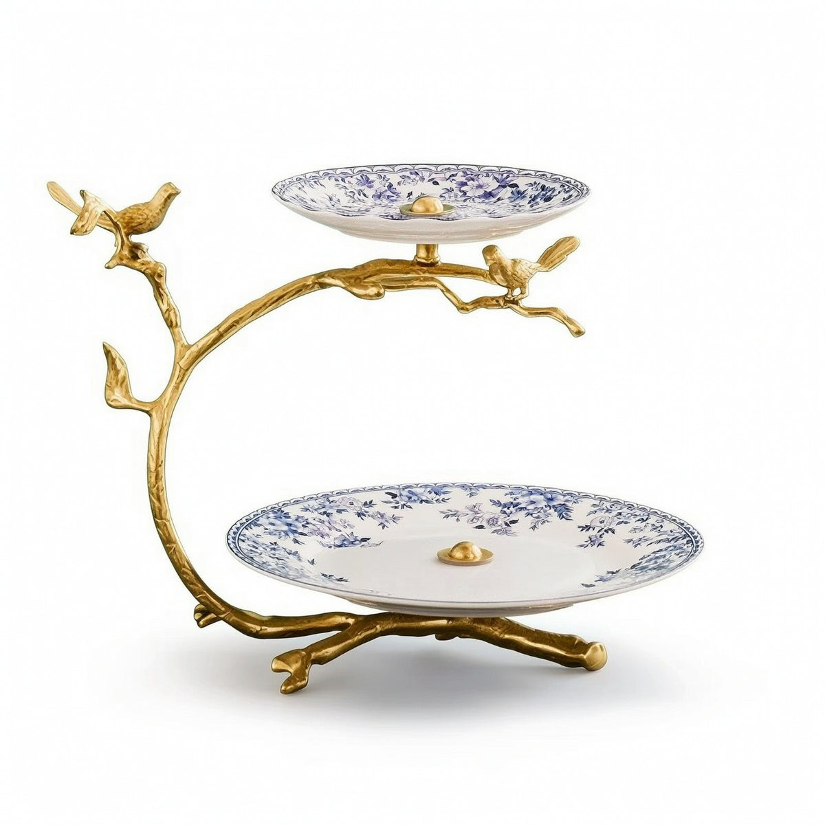 Fruit Tray Stand Decorative Tiered Display Stand Gold-Tone for Dining Table