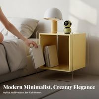 two-levelTier Transparent Cabinet Modern and aesthetic Bedside Table Rounded Corners