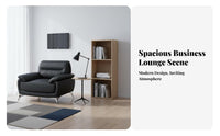 Modern Design 3-Seater Office Couch Minimalist Design 3Piece Black Lounge Set Professional Look Reception Seating Thick Cushions for Guests, Clients, Business Owners, Lobby