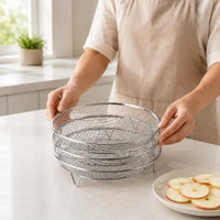 Three-Tier Air Fryer Rack Even Ventilation Cookware Accessory Silver Finish