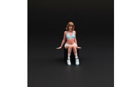 Realistic Details Mechanical Girl Figure Painted Resin Miniature Sitting Woman Figurine for Sand Table