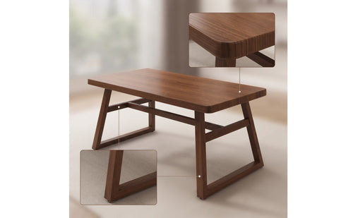 Rectangular Wooden Dining Table Sturdy Trestle Dining Table Reinforced Furniture Stylish for Kitchen, Restaurant