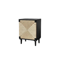 Woven-Front Bedside Table Black Finish Nightstand long-lasting Construction