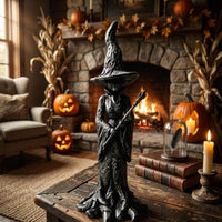 Halloween Witch Statue Resin Halloween Witch Figurine Carved Details