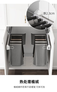 Top-Mounted Double Row Damping Pull-Out Expandable Trouser Rack for Wardrobe