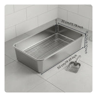 Stainless Steel Sifting Litter Box Long-Lasting Metal Cat Potty Scratch