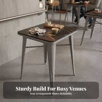 5 Pieces Industrial Dining Set Scratch Resistant Sintered Mineral Table and Chair Set Sturdy Construction Square Table Pre-assembled Style Suitable for Interior Designers Bar Commercial Spaces Modern Cafes Taverns