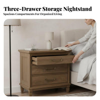 Farmhouse Storage Nightstand Oak Color 1-Drawer End Table with Door Vintage design Sturdy Construction for Homeowners, Entryway