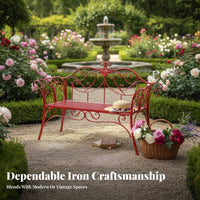 Ornate Metal Two-Seater European Inspired Design Patio Loveseat for Homeowners