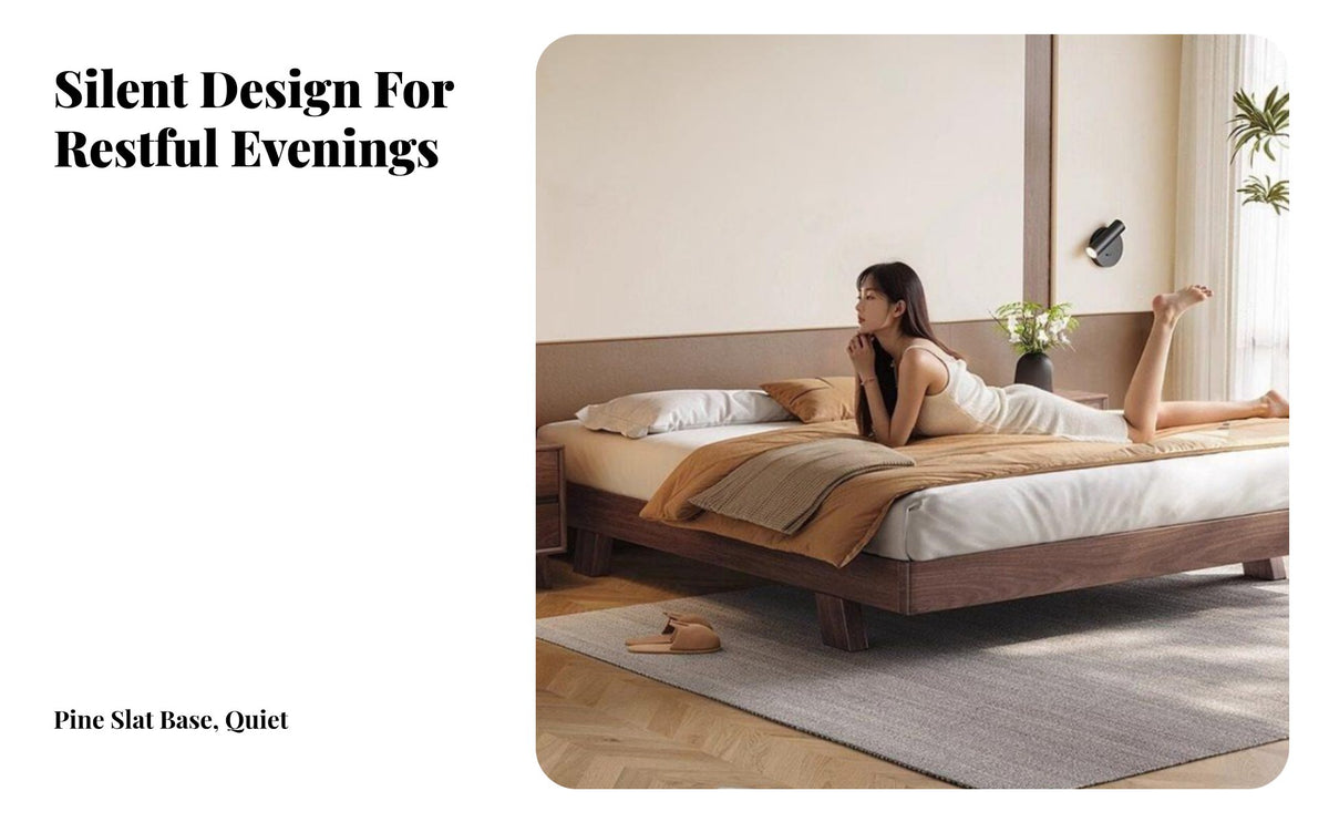 Headboardless Japanese-design Bed Frame Lowlow-height Bedroom Furniture Minimalist Design Mattress Support for Minimalists, Homeowners, Small Living Spaces, Home
