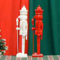 38cm Minimalist Solid Wood King Nutcracker Christmas Decoration