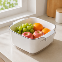 Large Colander, Double Layer Rice Strainer, Square Rice Washing Bowl, Perforated Fruit Vegetable Pasta Strainer