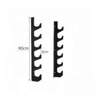 Black Coated Wall Mounted Barbell Rack Space Saving 6 Slot Bar Storage Rack Easy Installation Wall Mounted Bar Holder Heavy Duty for Home Gym
