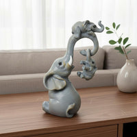 Mother and Baby Elephant Decor Detailed Sculpting Elephant Family Statue