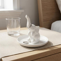Elephant Jewelry Tray Glossy Ceramic Band Holder Small Accessories