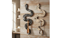 2 Pieces Wooden Wall Art Snake-Shaped Wall Ornaments Minimalist Wood Plaques for Living Room, Hallway, Studio