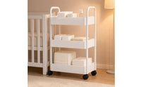 3-Tier Rolling Cart Easy to Move Rolling Storage Cart with Mesh Shelves