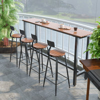 Long Narrow Bar Table Retro Design Wrought Iron High Top Table Space-Saving Design for Cafe Owners, Apartment Dwellers, By the Window, Patio, Porch