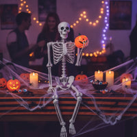 Articulated Skeleton with Movable Joints Halloween Poseable Skeleton Full Body Prop Bendable for Haunted House, Yard