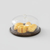 Cake Dome with Wooden Base Rotatable Cake Stand with Dome Dust-Proof for Parties