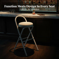 Padded Folding Bar Stool with Backrest Built-in Footrest for Adults, Event Hosts