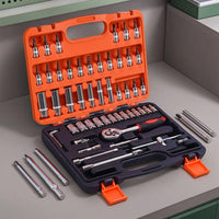 53 Pieces Socket Set with Hard Shell Case Polished Chrome Socket Wrench Set Organized Tool Kit with Hard Shell Case for Vehicle Owners, Garage