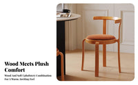 Upholstered Wooden Side Chair Retro Design Stackable Wooden Side Chair Curved rearrest sturdy Frame for Homeowners, Home Office