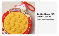 Zodiac Horse Cartoon Locket, Plush Pony Keychain, Creative Stress Relief Toy, Random Design
